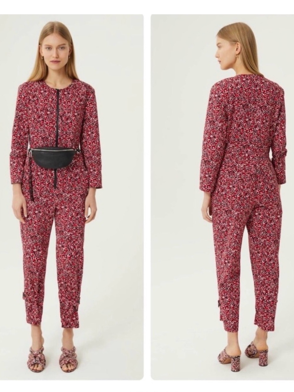 Rebecca Minkoff Red Clover Zip Up Jumpsuit Size Small